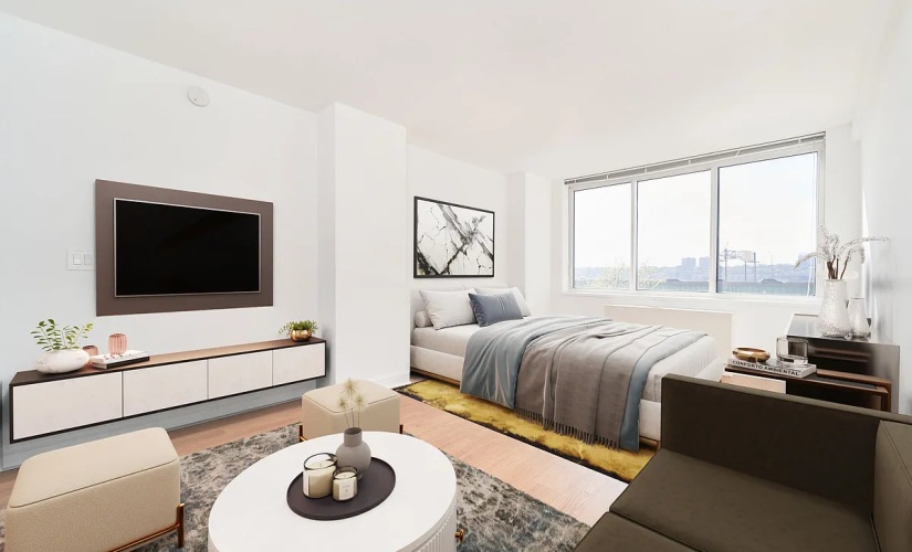 417 - Studio floorplan layout with 1 bathroom and 473 square feet
