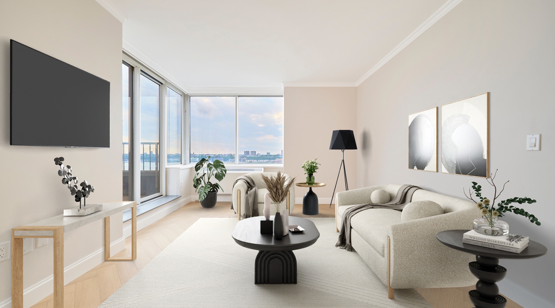 living room with couch coffee table and tv